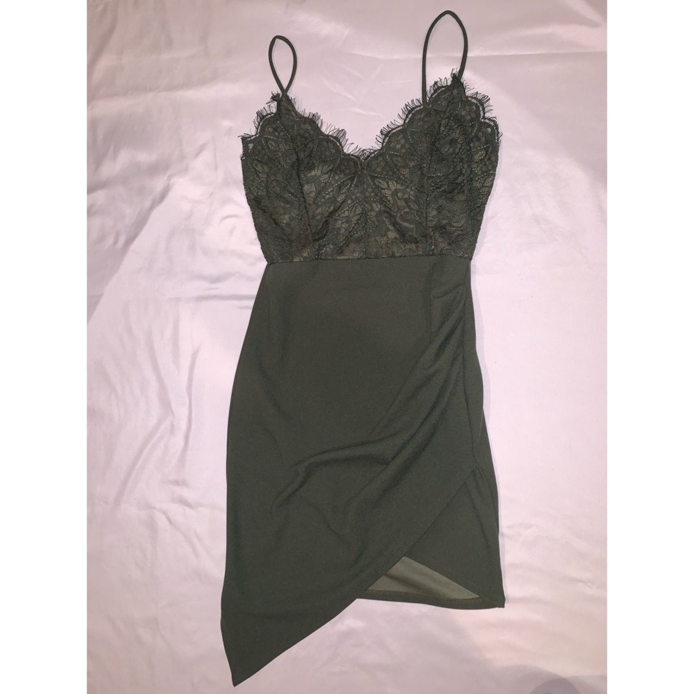 Lace Top Asymmetrical Bodycon Dress